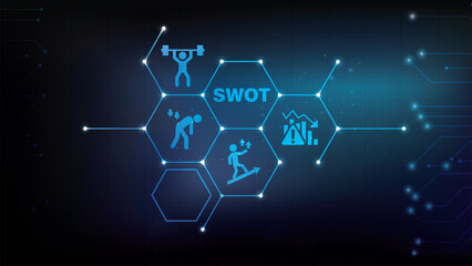 SWOT concept banner icon contain of strengths, weaknesses, opportunities, and threats vector illustration