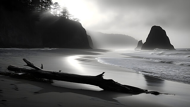 Banden Beach - Black And White, Monochrome, Noir Photography, Abstract, Minimalist, Timeless