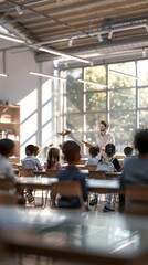 Fototapeta premium Teacher and students in the classroom Education concept 3d rendering