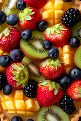 Obraz premium Top View of texture of freshly baked fruit tart texture