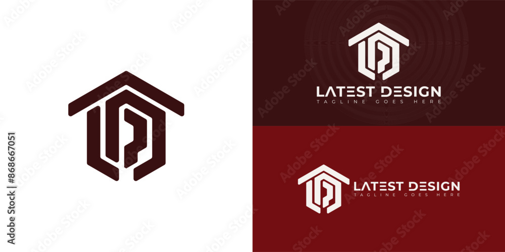 Aufkleber abstract initial letters ld or dl logo in red color isolated on multiple background colors. the logo