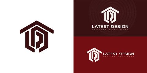 Abstract initial letters LD or DL logo in red color isolated on multiple background colors. The logo is suitable for real estate and property business logo vector design illustration inspiration