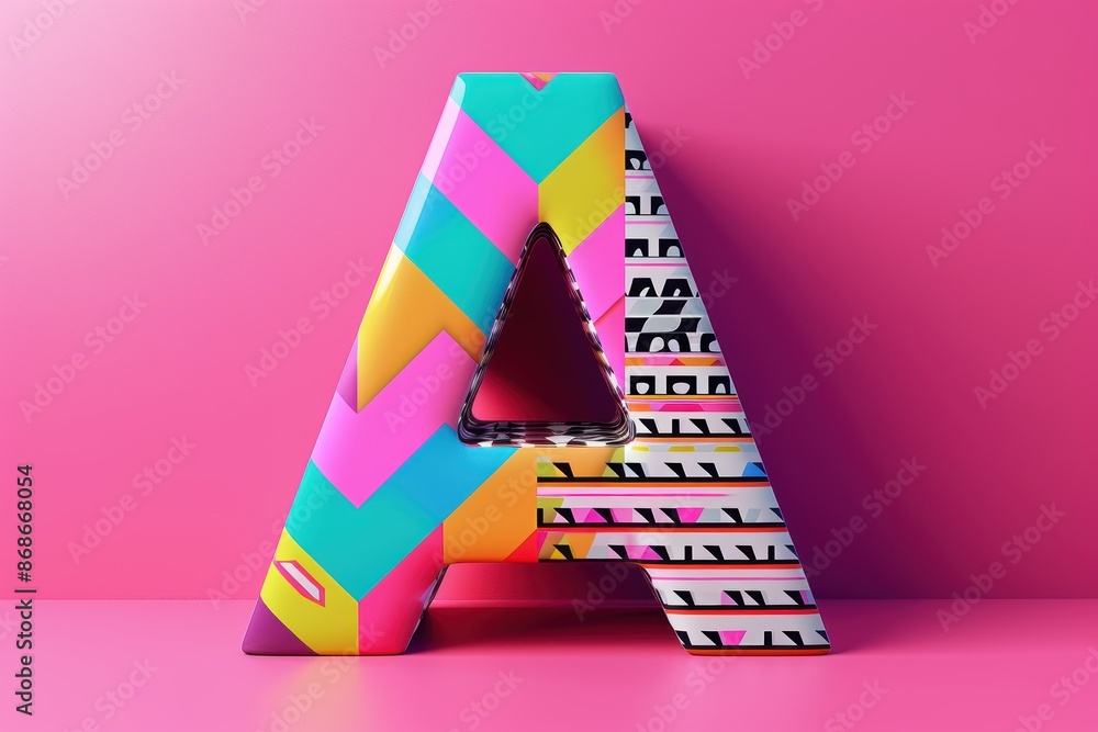 Fototapete a dynamic 3d icon of the letter a featuring a geometric pattern and bold colors ideal for creative p