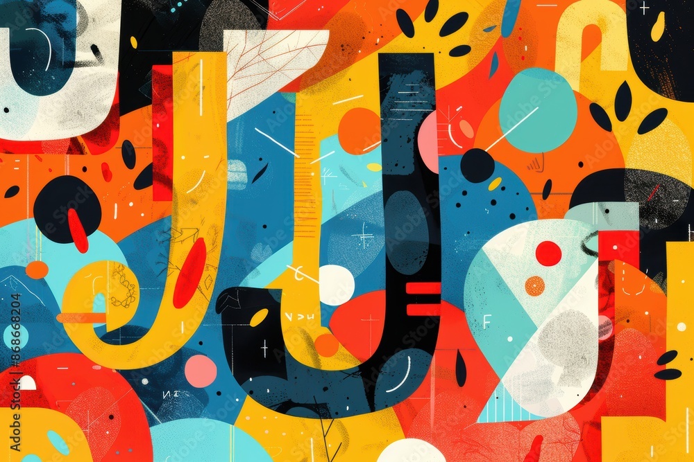 Fototapete an imaginative illustration featuring the letter j in a bold and striking manner surrounded by other