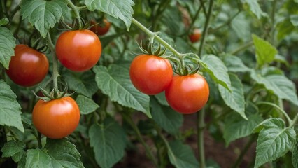 Vibrant Red Tomatoes on Lush Green Vines  Natures Bounty Collection