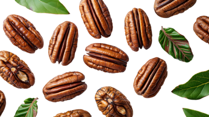 Fresh pecans on a transparent background