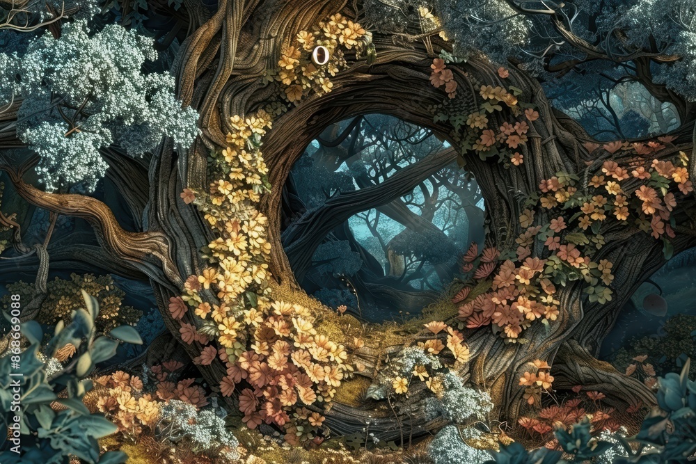 Fototapete a creative and imaginative illustration showcasing the letter o as a key element in a whimsical and 