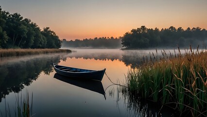 Fototapeta premium Abstraktion Landschaft Nachtsee16x9. Hintergrund für das Design 2.