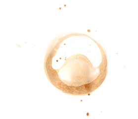 Coffee cup stain isolated on white, top view