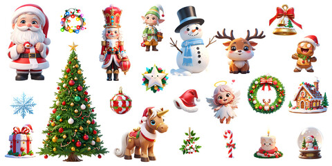 Fototapeta premium Set of christmas elements 3D