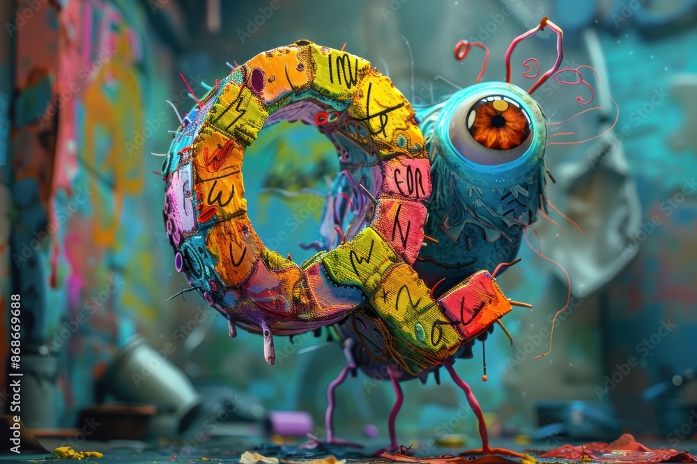 Fototapete a creative illustration of the letter q transformed into a whimsical character or object. this artwo
