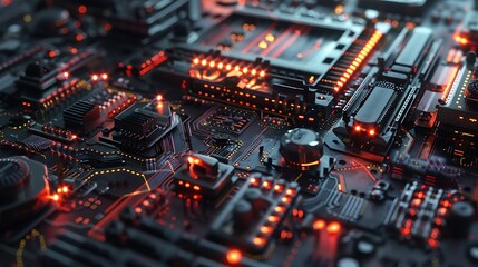 Obraz premium Close up of a device showing its circuitry very detailed and realistic shape