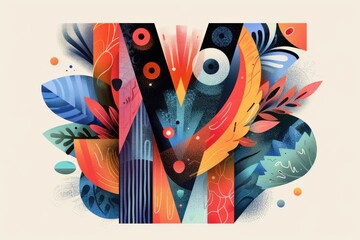 An illustration of the letter V created using abstract shapes and forms resulting in a unique and artistic design. Perfect for projects that need a creative and avant-garde element.