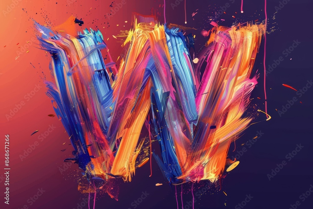 Fototapete an artistic illustration of the letter w with each stroke designed to convey a sense of motion and e