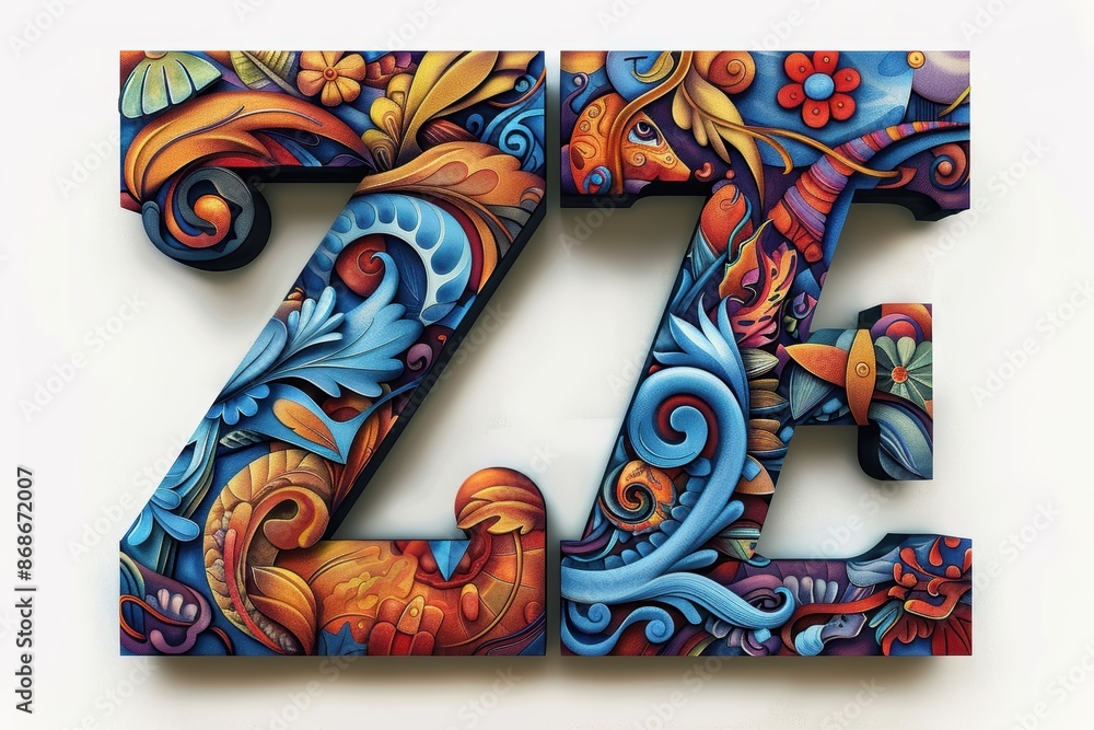 Fototapete an artistic illustration of the letter z created using a mix of techniques and styles to give it a u