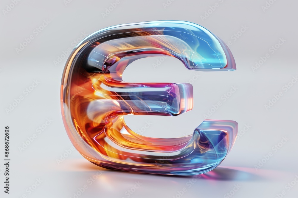 Fototapete a 3d illustration of the letter e with realistic shading and a dynamic perspective.