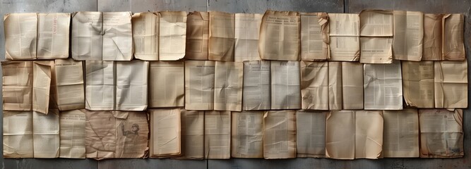 Fototapeta premium Vintage newspaper texture background with space for text, retro and aged design. Collage pattern of vintage newspapers