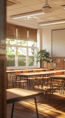 View of 3d school classroom