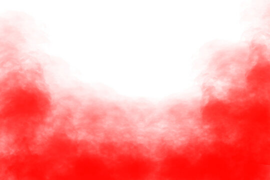 Red subtle smoke texture overlay isolated on transparent background. Floating red fog clouds texture effect. Explosion colored smoke texture. Design element, PNG