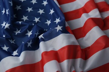 Flag of USA as background, closeup view