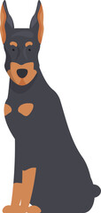 This illustration of a doberman pinscher sitting embodies strength and elegance
