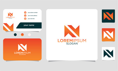 Letter N logo icon company sign vector design with brand business card