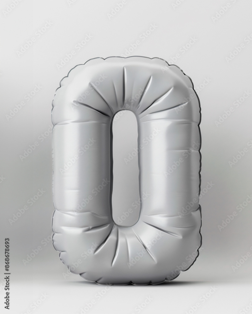 Fototapete ai generated photo with inflatable light gray color number 0. minimalistic balloon isolated on a whi