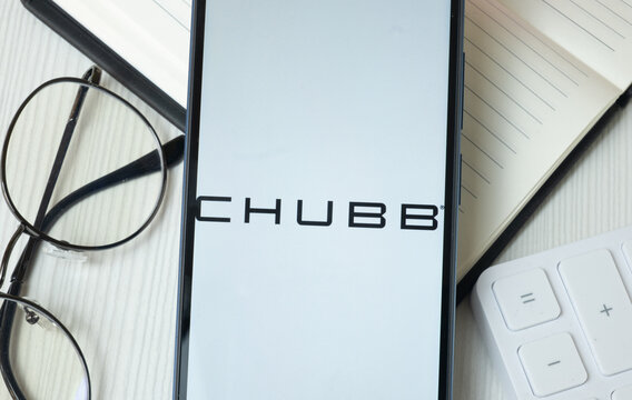 New York, USA - 21 June 2024: Chubb Logo on Phone Screen, Company Icon