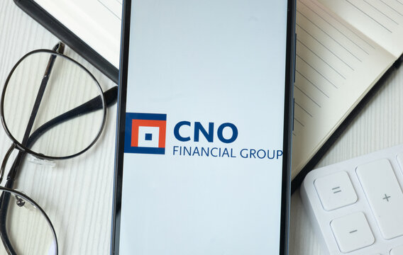 New York, USA - 21 June 2024: CNO Financial Group Logo on Phone Screen, Company Icon