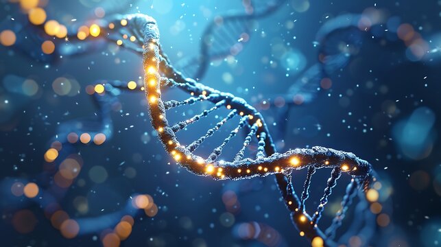 Dna molecule shape on a tech background very detailed and realistic shape