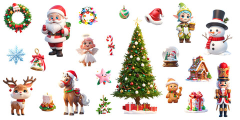 Fototapeta premium Set of christmas elements 3D