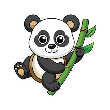 recommend clip art: Cute funny baby panda hanging on the bamboo  vector