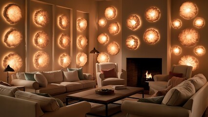 Living room with lighting scones