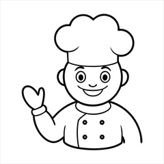 Chef cartoon with ok sign line art vector