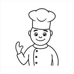 Chef cartoon with ok sign line art vector