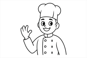 Chef cartoon with ok sign line art vector