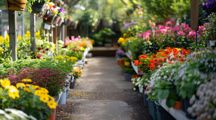 Obraz premium ourtdoor stands of a flower shop for gardeners