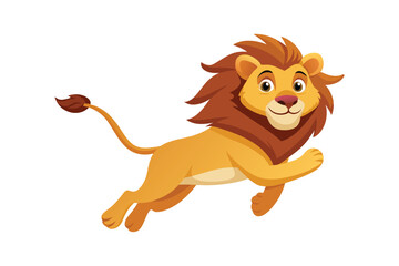 Cartoon lion jumping isolated on vector