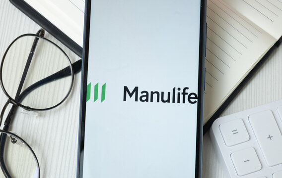 New York, USA - 21 June 2024: Manulife Financial Logo on Phone Screen, Company Icon