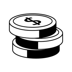 Coins stack icon with dollar symbol. Money pay, Financial and Business concept.