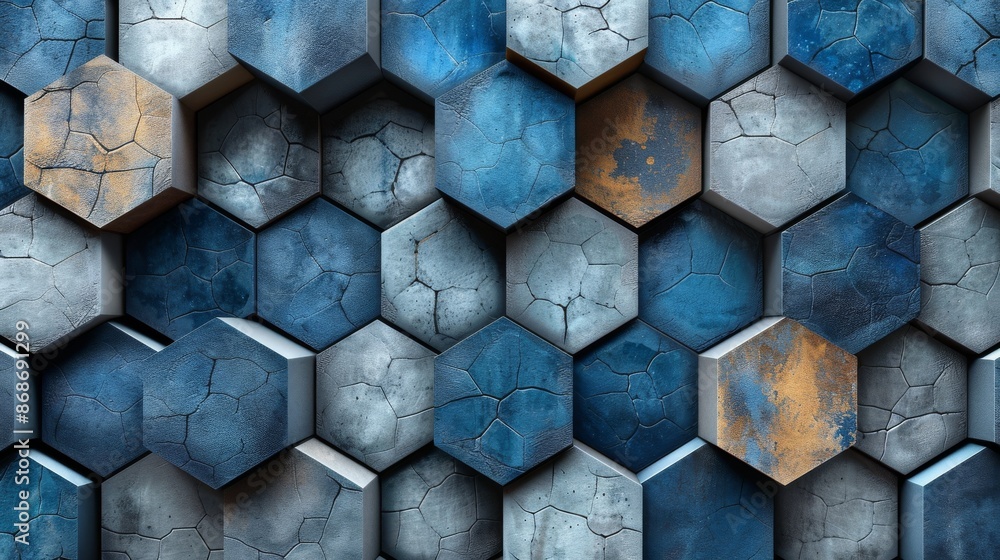 Poster a geometric hexagonal shape pattern forms the background of this abstract design element