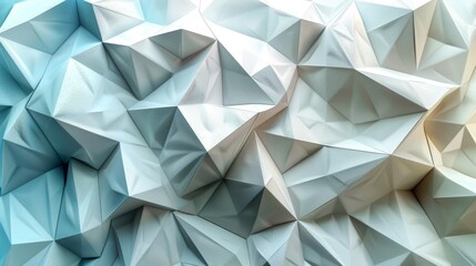 Fototapeta premium This futuristic digital science concept uses a geometric polygon triangle pattern on a white gray background.