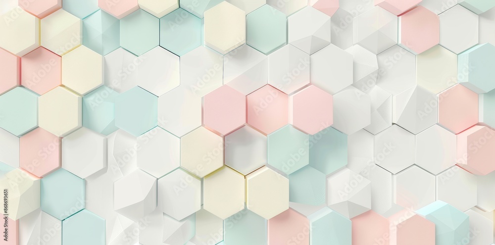 Aufkleber an abstract geometric background featuring isometric blocks and polygon shapes