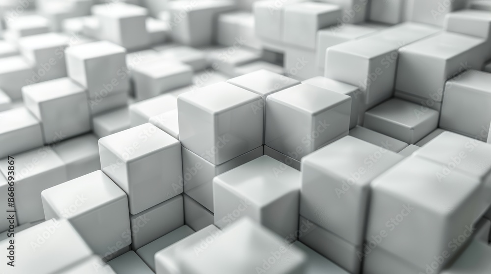 Poster background wallpaper banner design using random positioned and scaled white cube boxes