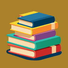 Illustration of a hand-drawn, flat stack of books
