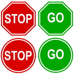 Stop and Go signs isolated on white or a transparent background
