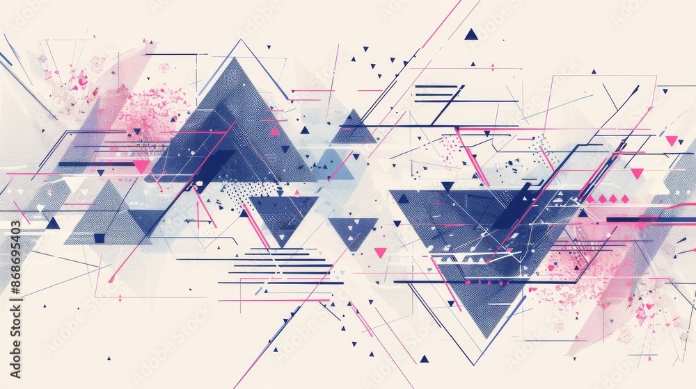 Poster an abstract geometric background complements the minimalist texture of the pattern with triangles.