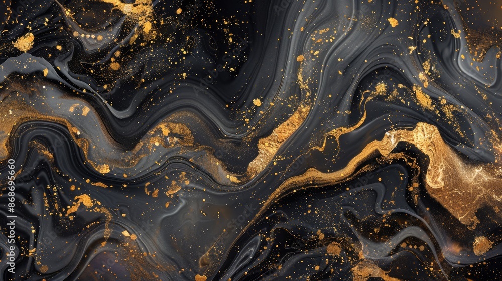 Aufkleber stylish patterns in black and gold that swirl and flow with fluidity