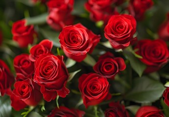 Obraz premium Vibrant Red Roses Bouquet for Valentine's Day