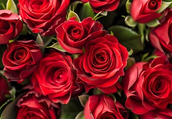 Close-Up Red Roses Bouquet Valentine's Day